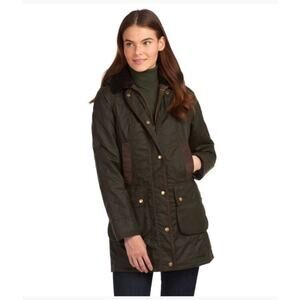 BARBOUR BOWER WAX Jacket Olive Green Womens Sz 4 NWT $465